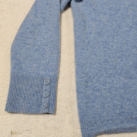 Talbots Soft Blue Cashmere Sweater Button Cuff - Picture 5 of 12